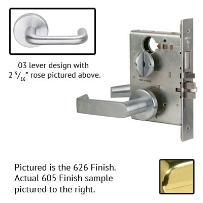 Schlage L9040 03B 605 Polished Brass Finish Privacy Lever Mortise