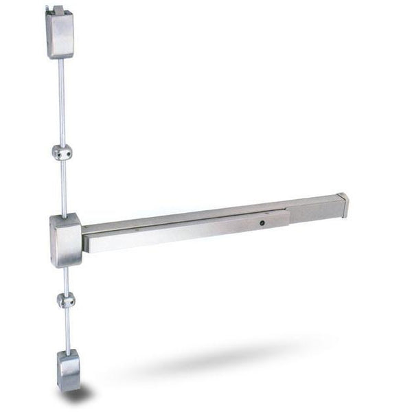 Cal Royal F2210V2484 LHR ALUM Aluminum Finish Fire Rated Vertical Rod Panic Bar Exit Only