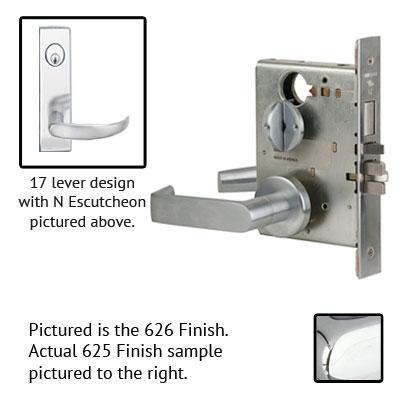 Schlage L9010S 17N 625 Polished Chrome Finish Passage Lever Mortise Lock With Cylinder