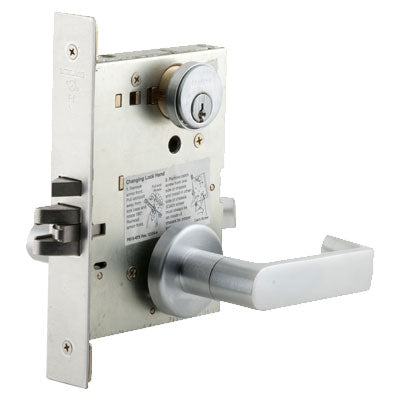 Schlage L9080P 06A 626 Brushed Chrome Finish Storeroom Lever Mortise Lock With Cylinder