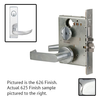 Schlage L9080P 17N 625 Polished Chrome Finish Storeroom Lever Mortise Lock With Cylinder