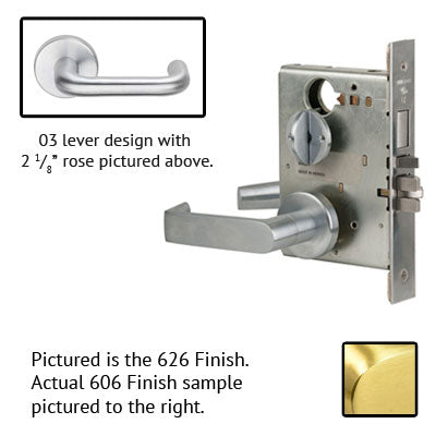 Schlage L9080P 03A 606 Brushed Brass Finish Storeroom Lever Mortise Lock With Cylinder