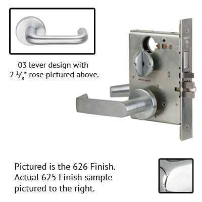 Schlage L9070P 03A 625 Polished Chrome Finish Classroom Lever Mortise Lock With Cylinder