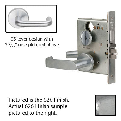 Schlage L9040 03B 626 Brushed Chrome Finish Privacy Lever Mortise Lock With Cylinder