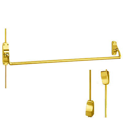 Von Duprin 8827EO US3 Polished Brass Finish Vertical Rod Panic Bar Exit Only