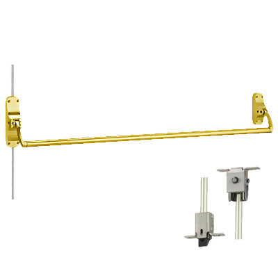 Von Duprin 8847EO US3 Polished Brass Finish Concealed Vertical Rod Panic Bar Exit Only