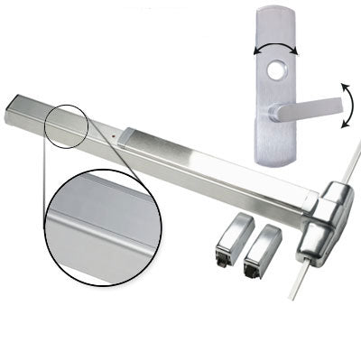 Von Duprin QEL9827L 3 US26D Brushed Chrome Finish Three Foot Quiet Electric Latch Retraction Vertical Rod Panic Bar With Lever Trim