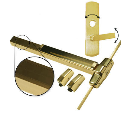 Von Duprin QEL9827L 3 US3 Polished Brass Finish Three Foot Quiet Electric Latch Retraction Vertical Rod Panic Bar With Lever Trim