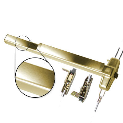Von Duprin QEL9847EO 3 US3 Polished Brass Finish Three Foot Quiet Electric Latch Retraction Concealed Vertical Rod Panic Bar Exit Only