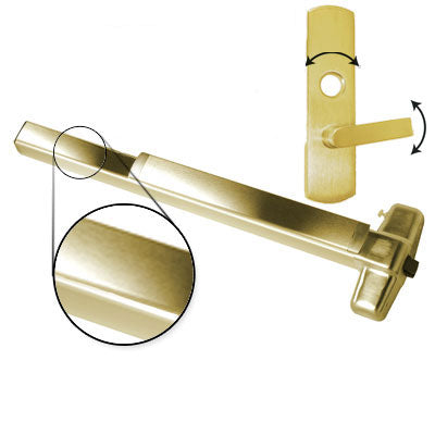 Von Duprin QEL98L 3 US3 Polished Brass Finish Three Foot Quiet Electric Latch Retraction Panic Bar With Lever Trim